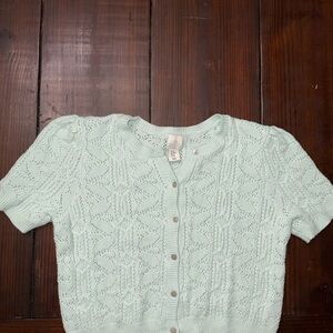 Joie Medium Mint Green Short Sleeve Sweater